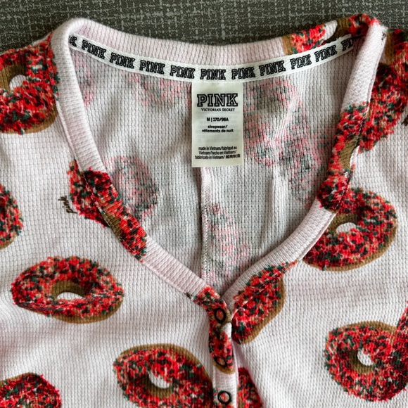 PINK Victoria’s Secret Onesie Sleepwear Doughnut print Size Medium - Picture 8 of 16